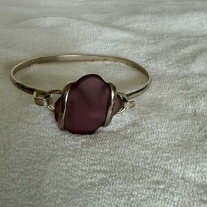 Elegant Silver and Purple Sea Glass Women's Bracelet